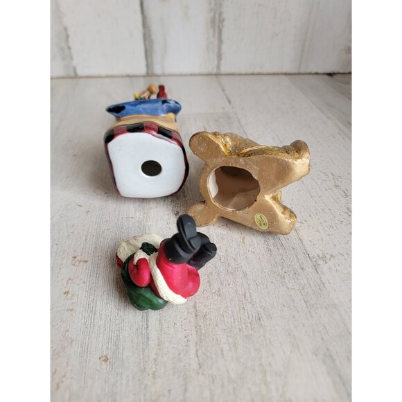 Santa claus golden figure Snowman bird house ornament Xmas set - Picture 7 of 7